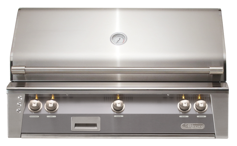 Alfresco ALXE 42-Inch Built-In Natural Gas Grill — Signal Gray Gloss — manufacturer front view