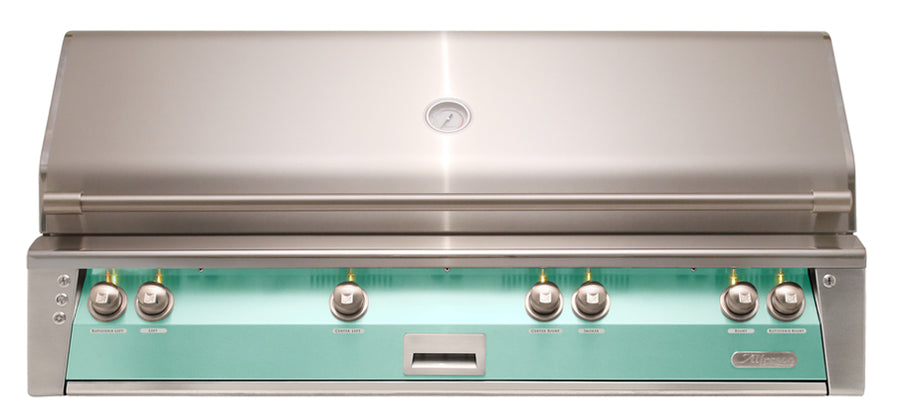 Alfresco ALXE 56-Inch Built-In Natural Gas Grill with Sear Zone — Light Green Gloss
