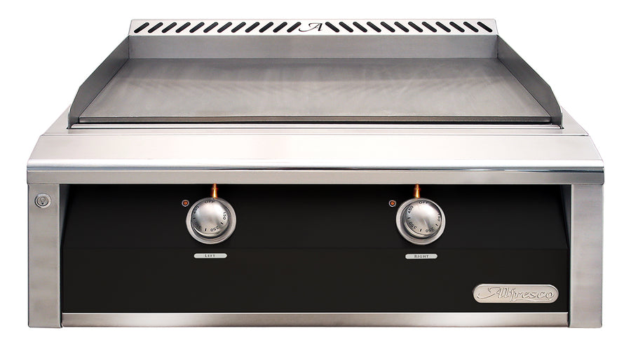 Alfresco 30-Inch Built-In Natural Gas Griddle — Jet Black Gloss