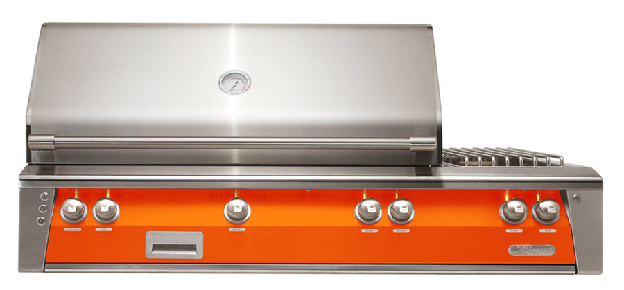 Alfresco ALXE 56-Inch Built-In Natural Gas Grill & Side Burners — Luminous Orange Gloss