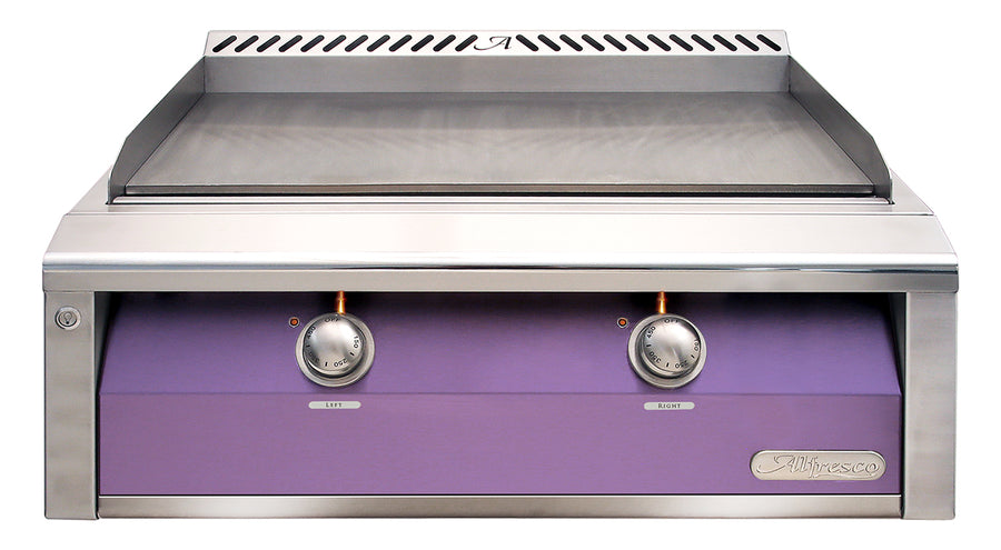 Alfresco 30-Inch Built-In Natural Gas Griddle — Lilac / Blue Lilac Gloss