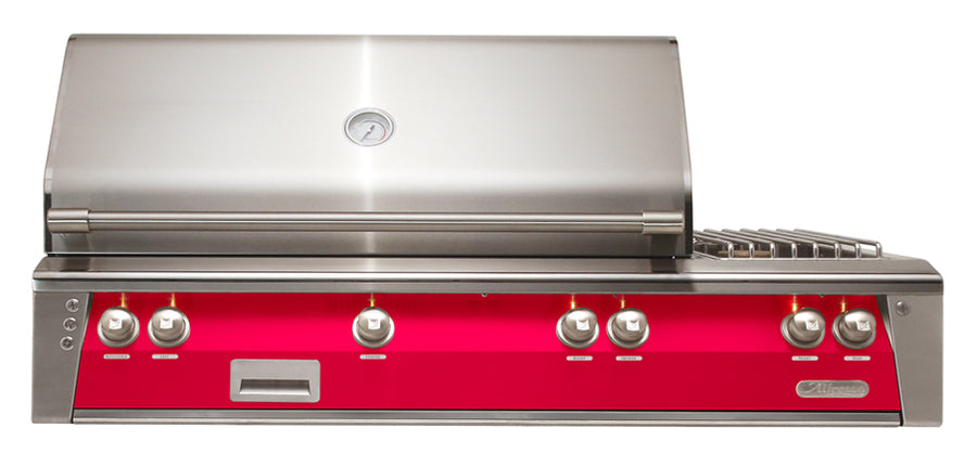 Alfresco ALXE 56-Inch Built-In Natural Gas Grill & Side Burners — Raspberry Red Gloss