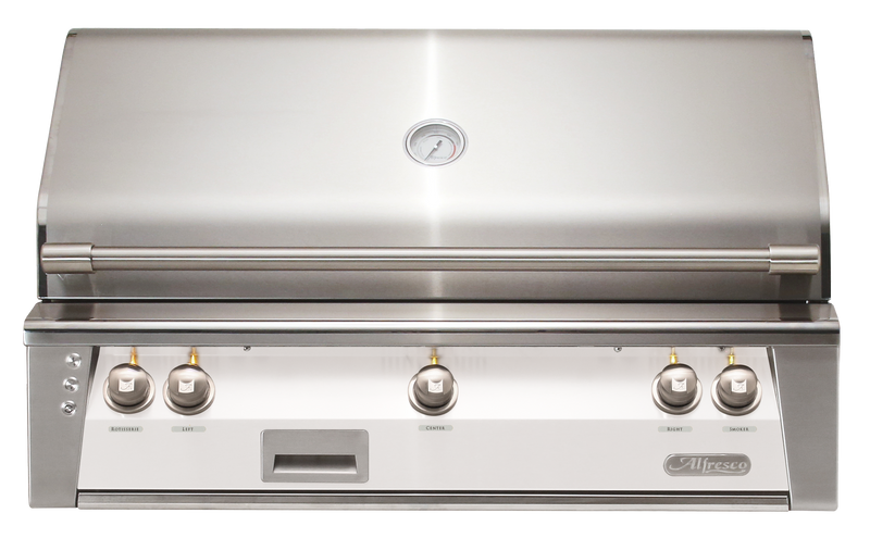 Alfresco ALXE 42-Inch Built-In Natural Gas Grill — Signal White Gloss — manufacturer front view