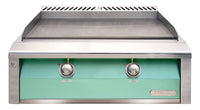 Alfresco 30-Inch Built-In Natural Gas Griddle — Light Green Gloss — manufacturer front view