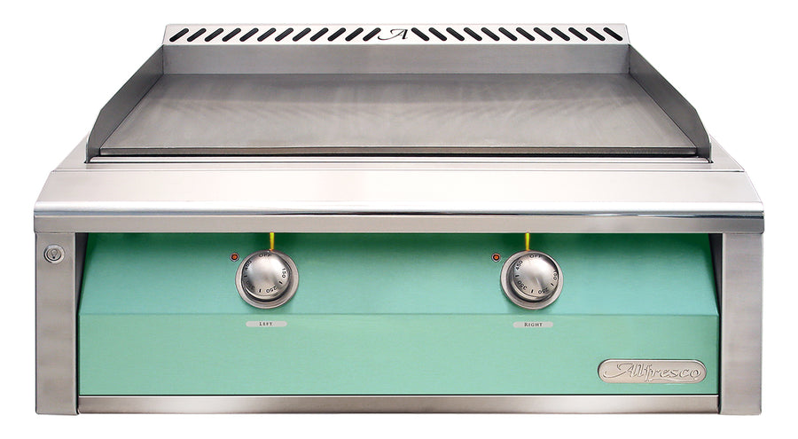 Alfresco 30-Inch Built-In Natural Gas Griddle — Light Green Gloss
