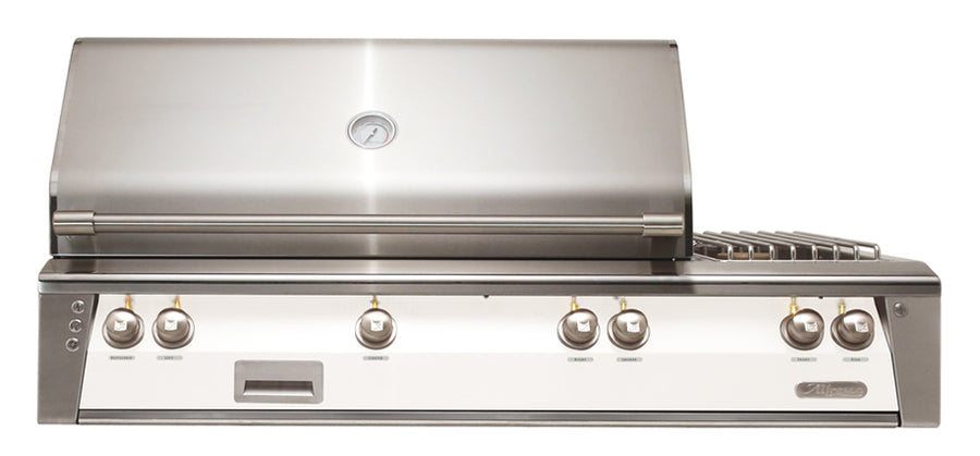 Alfresco ALXE 56-Inch Built-In Natural Gas Grill & Side Burners — Signal White Matte