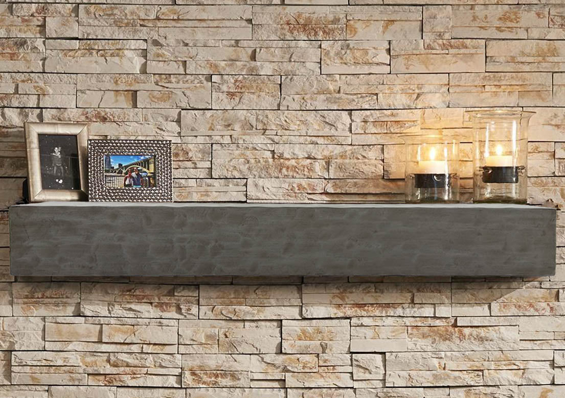 Chiseled - Non-Combustible Concrete Mantel Shelves By Design Specialties - Clearance
