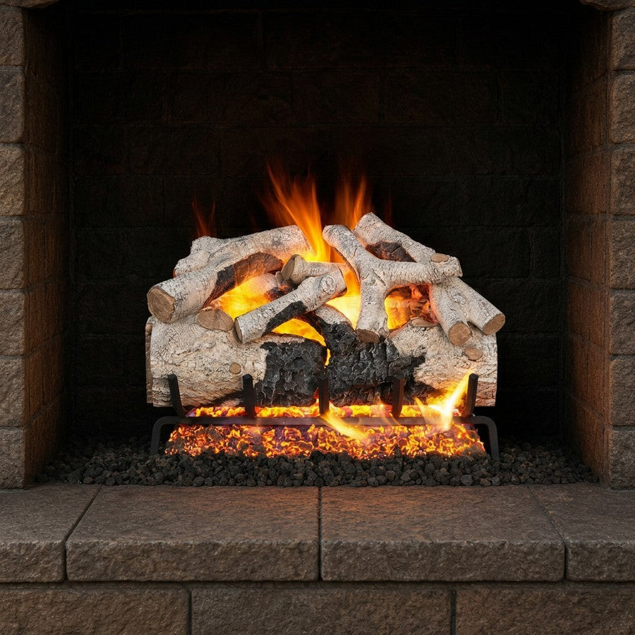 Charred Burnt Aspen Vented Gas Log Set