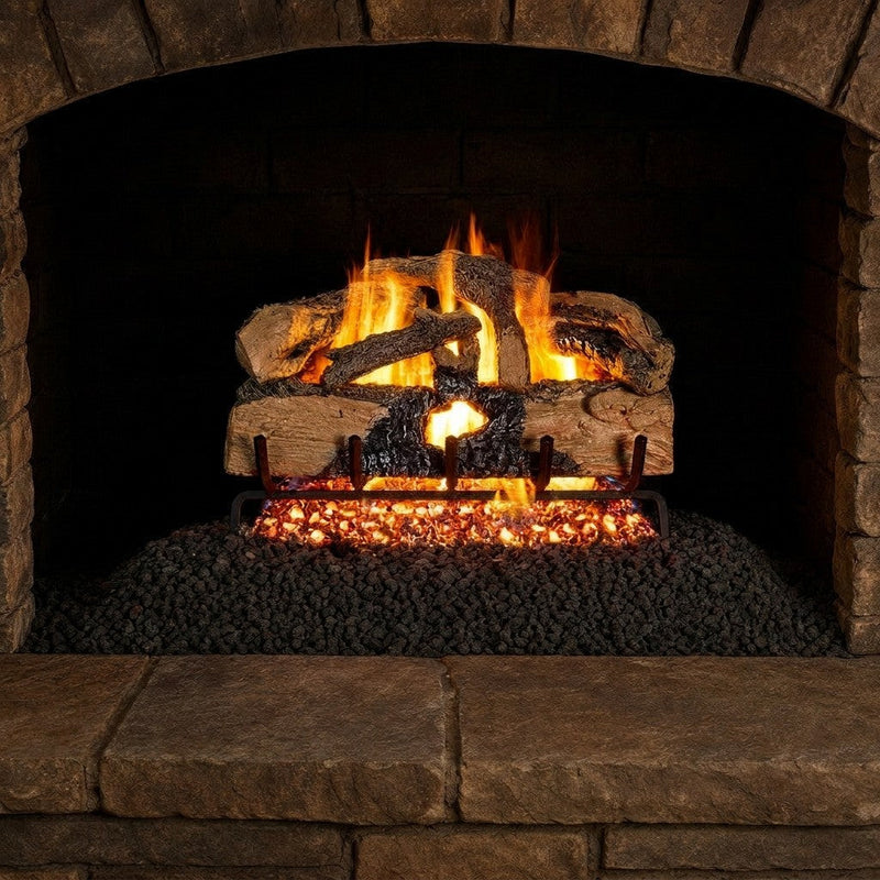 24-inch Charred Evergreen Split Oak Vented Gas Log Set by Real Fyre