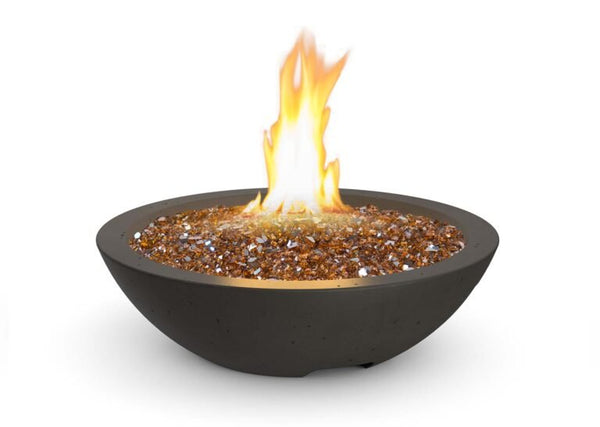 24-inch black lava Marseille Fire Bowl with stainless steel star burner and wide opening