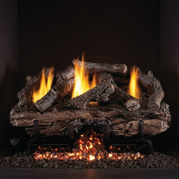 24" Peterson Charred Aged Split Refractory Ventless Gas Logs | Real Fyre