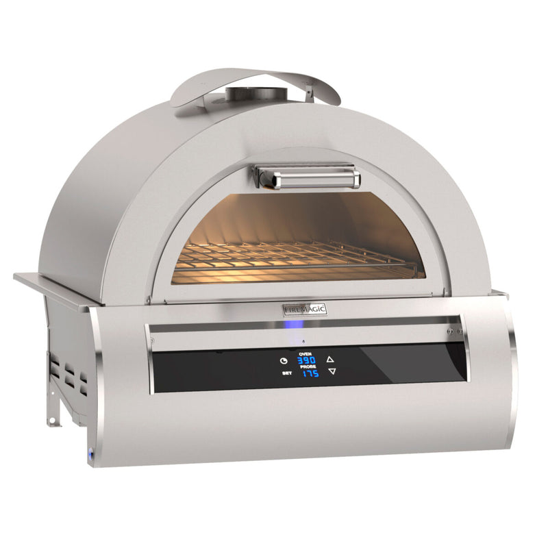 Fire Magic Echelon Black Glass Built-In Natural Gas Pizza Oven with Smart Technology