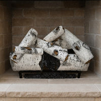 24" Aspen Timbers Vented Gas Log Set | Hargrove — installed in masonry fireplace