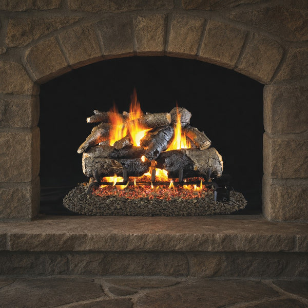 24" Charred American Oak ANSI Vented Gas Log Set | Real Fyre