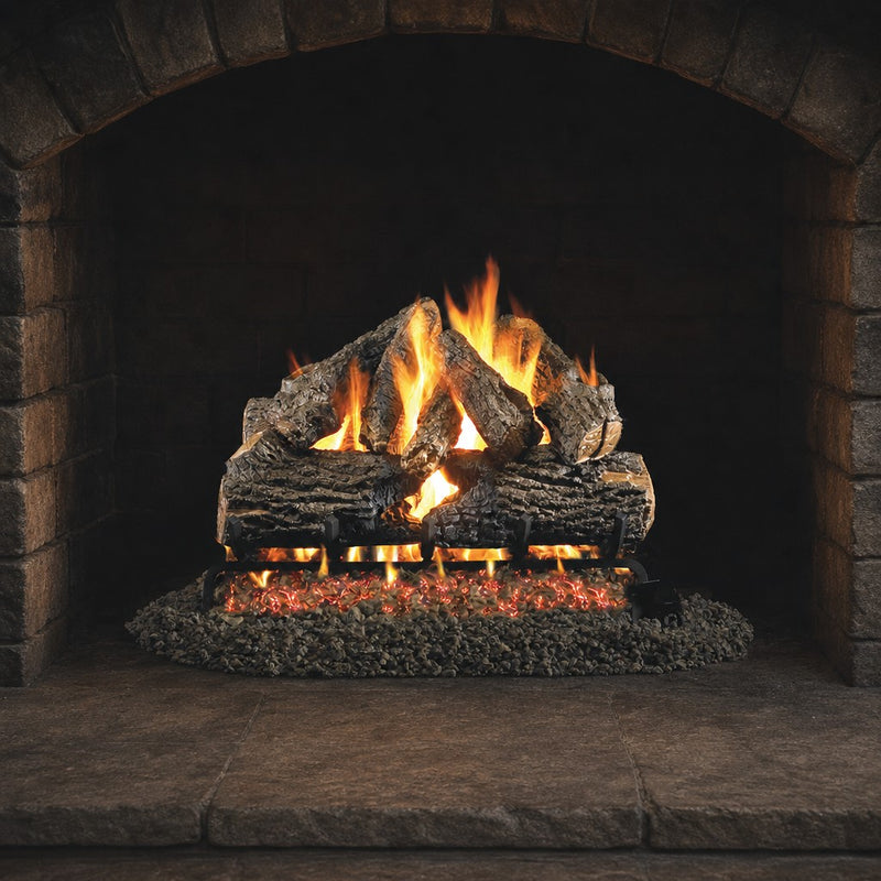 24" Charred Oak Vented Gas Log Set | Real Fyre
