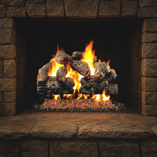 24" Charred Royal English Oak Vented Gas Log Set | Real Fyre