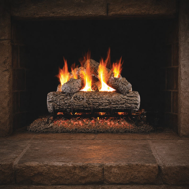 24" Golden Oak Vented Gas Log Set | Real Fyre
