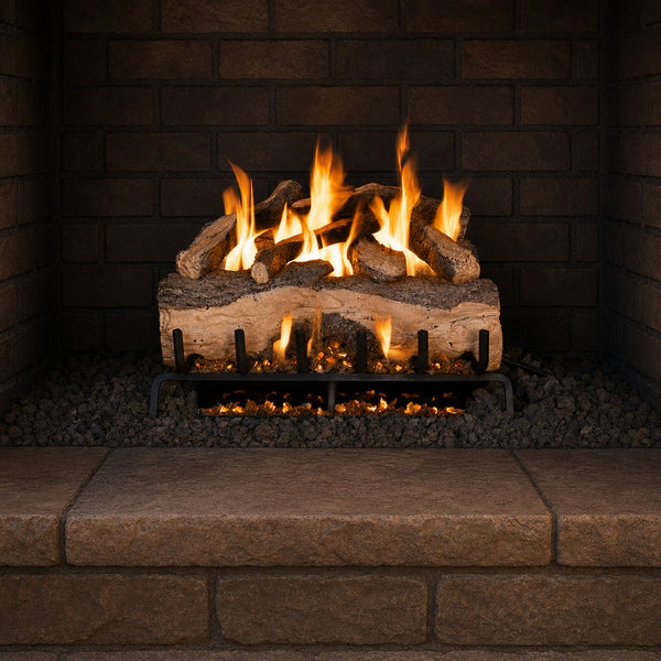 24" Mountain Crest Split Oak Vented Gas Log Set | Real Fyre