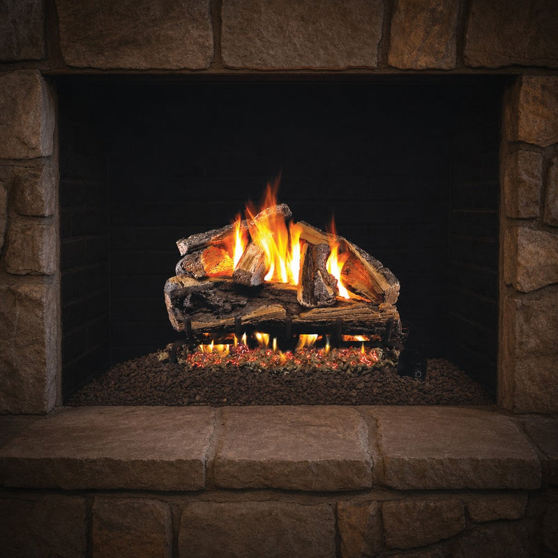24" Rugged Split Oak Vented Gas Log Set | Real Fyre