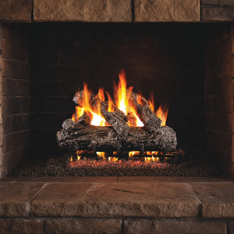 24" Rustic Oak Vented Gas Log Set | Real Fyre