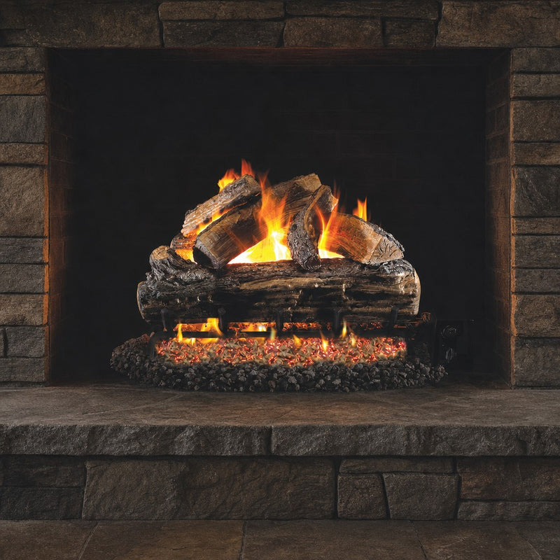 24" Split Oak ANSI Vented Gas Log Set | Real Fyre