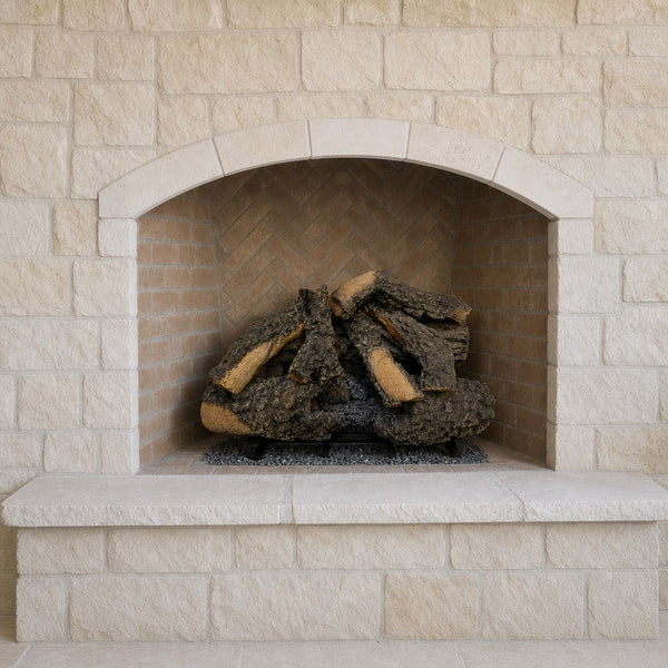 24" Timbers Vented Gas Log Set | Hargrove — installed in masonry fireplace