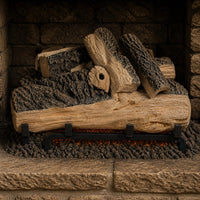 24" Western Pine Vented Gas Log Set | Hargrove — close-up bark and ember detail
