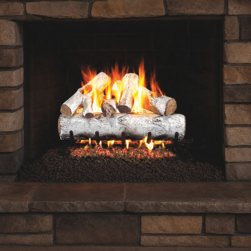 24" White Birch Vented Gas Log Set | Real Fyre