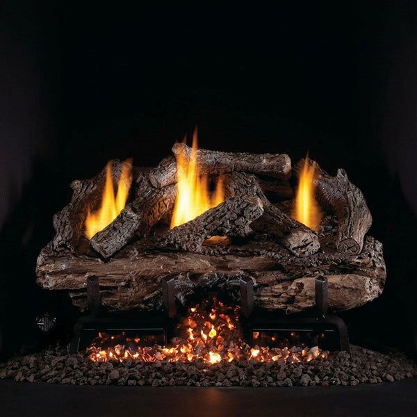 30" Peterson Charred Aged Split Refractory Ventless Gas Logs | Real Fyre