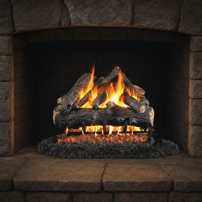 30" American Oak Vented Gas Log Set | Real Fyre