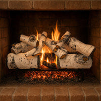 30" Aspen Timbers Vented Gas Log Set | Hargrove — lit with warm flame