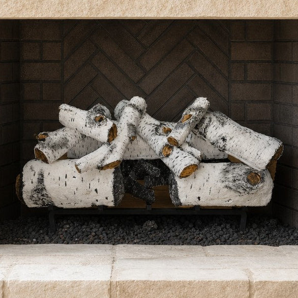 30" Aspen Timbers Vented Gas Log Set | Hargrove — installed in masonry fireplace
