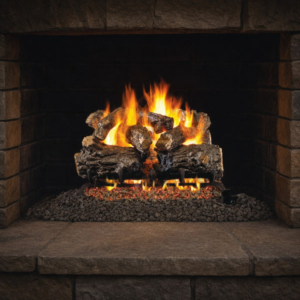 30" Burnt Rustic Oak ANSI Vented Gas Log Set | Real Fyre