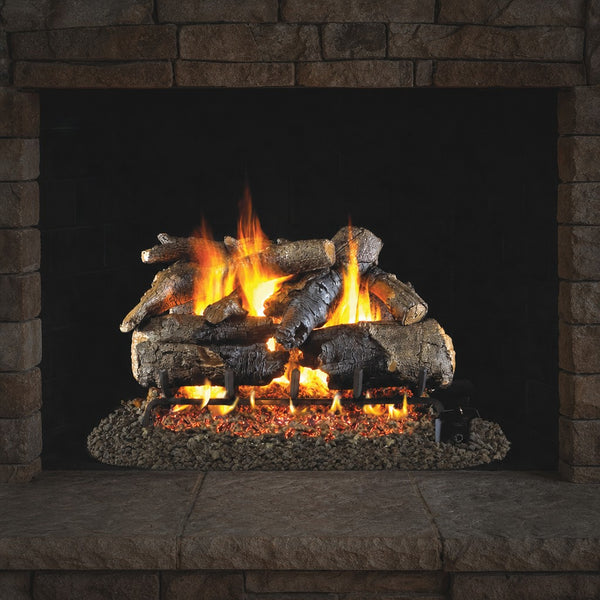 30" Charred American Oak ANSI Vented Gas Log Set | Real Fyre