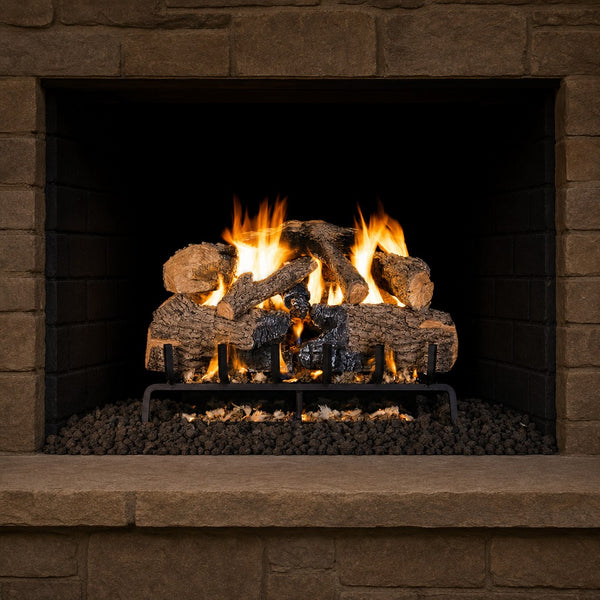 30" Charred Angel Oak Vented Gas Log Set | Real Fyre