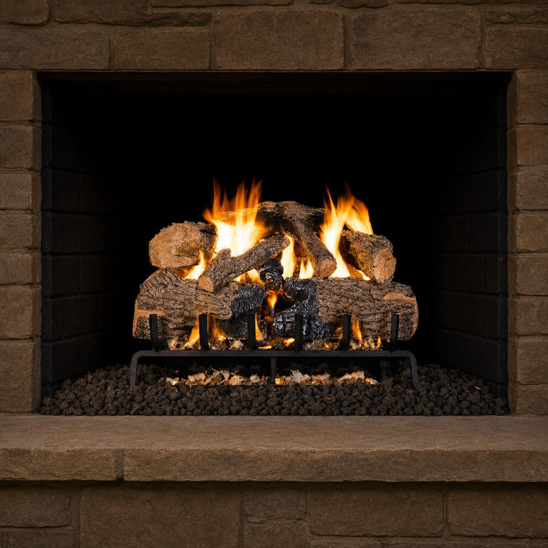 30" Charred Angel Oak Vented Gas Log Set | Real Fyre