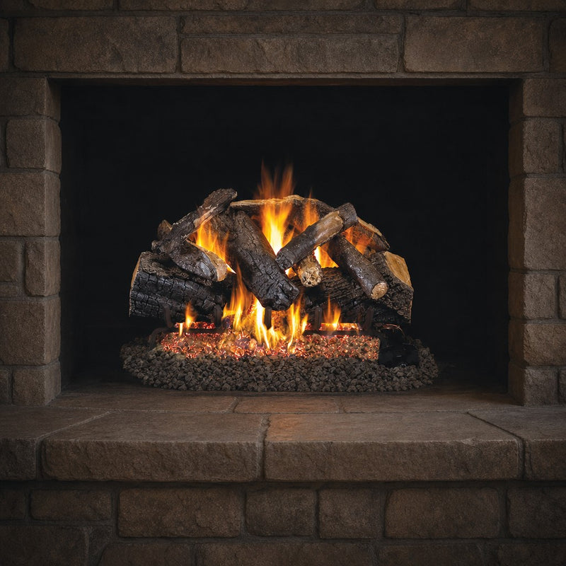 30" Charred Majestic Oak Vented Gas Log Set | Real Fyre