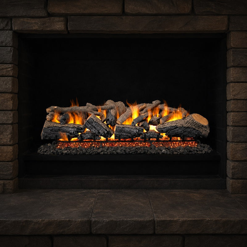 30" Charred Majestic Oak Vented Gas Log Set | Real Fyre