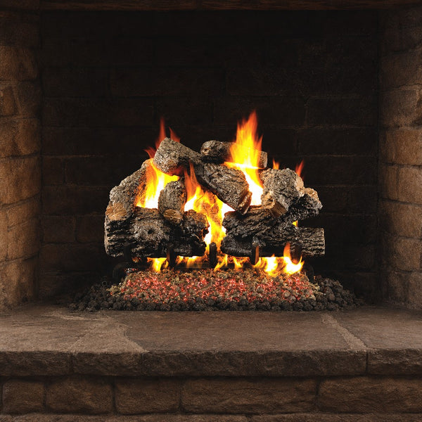 30" Charred Royal English Oak Vented Gas Log Set | Real Fyre