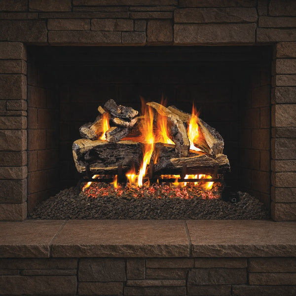 30" Charred Rugged Split Oak ANSI Vented Gas Log Set | Real Fyre