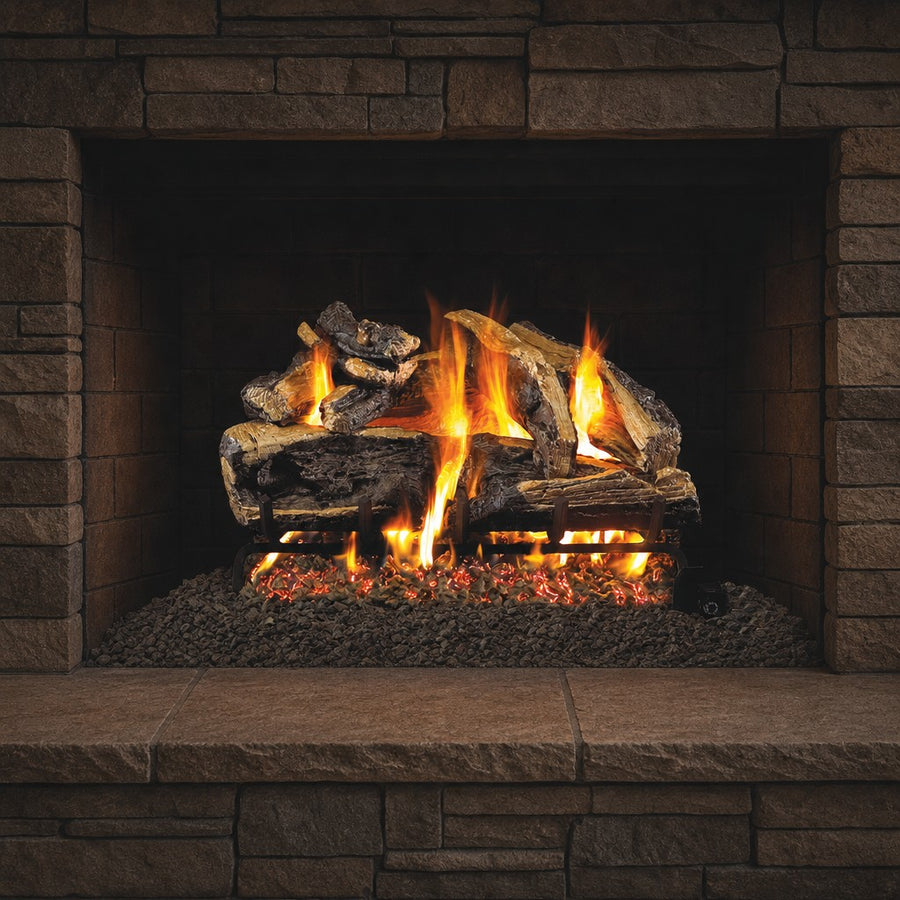Charred Rugged Split Oak ANSI Vented Gas Log Set