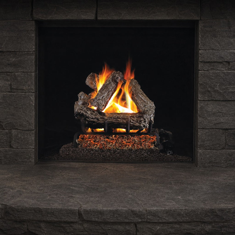 30" Rustic Oak Vented Gas Log Set | Real Fyre