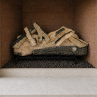 30" Western Pine Vented Gas Log Set | Hargrove — installed in masonry fireplace