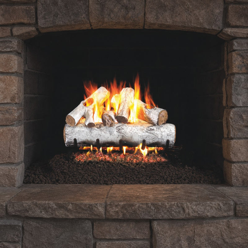 30" White Birch Vented Gas Log Set | Real Fyre