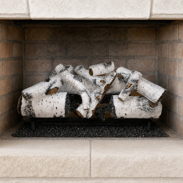 36" Aspen Timbers Vented Gas Log Set | Hargrove — installed in masonry fireplace