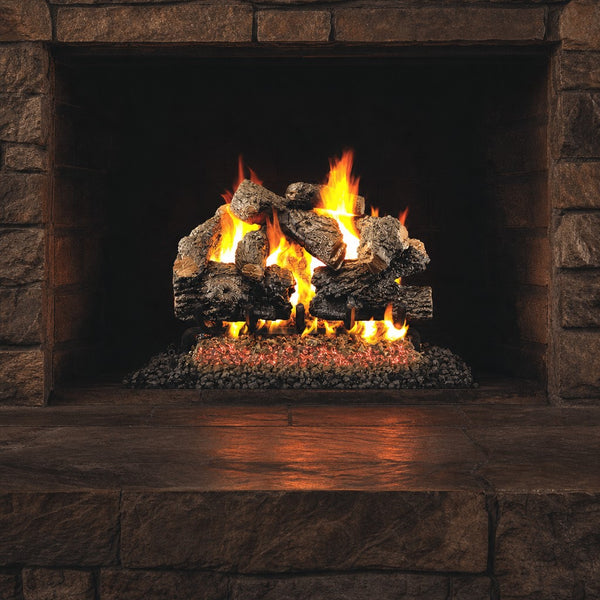 36" Charred Royal English Oak Vented Gas Log Set | Real Fyre