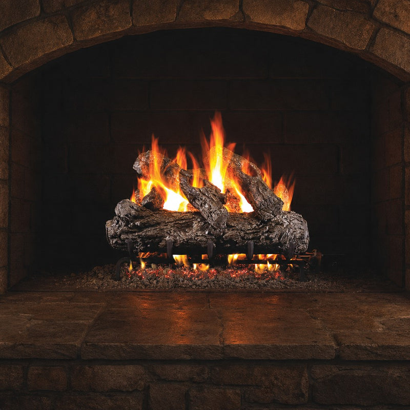 36" Rustic Oak ANSI Vented Gas Log Set | Real Fyre