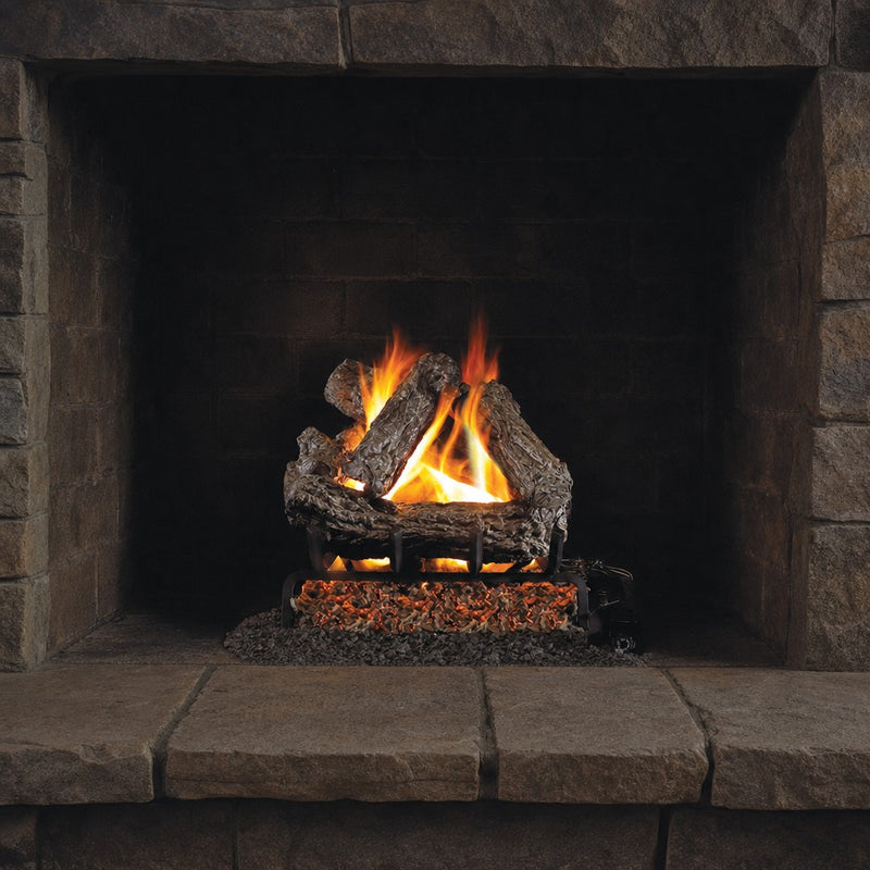 36" Rustic Oak ANSI Vented Gas Log Set | Real Fyre