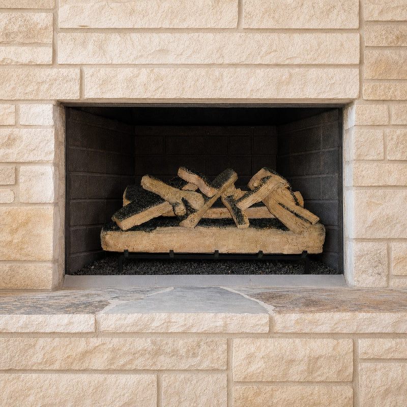 36" Western Pine Vented Gas Log Set | Hargrove — installed in masonry fireplace