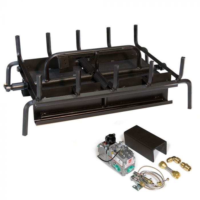Grand Canyon 30" Assembled 3-Burner See-Through Vented Gas Burner with Rock Kit - Natural Gas, Millivolt Remote